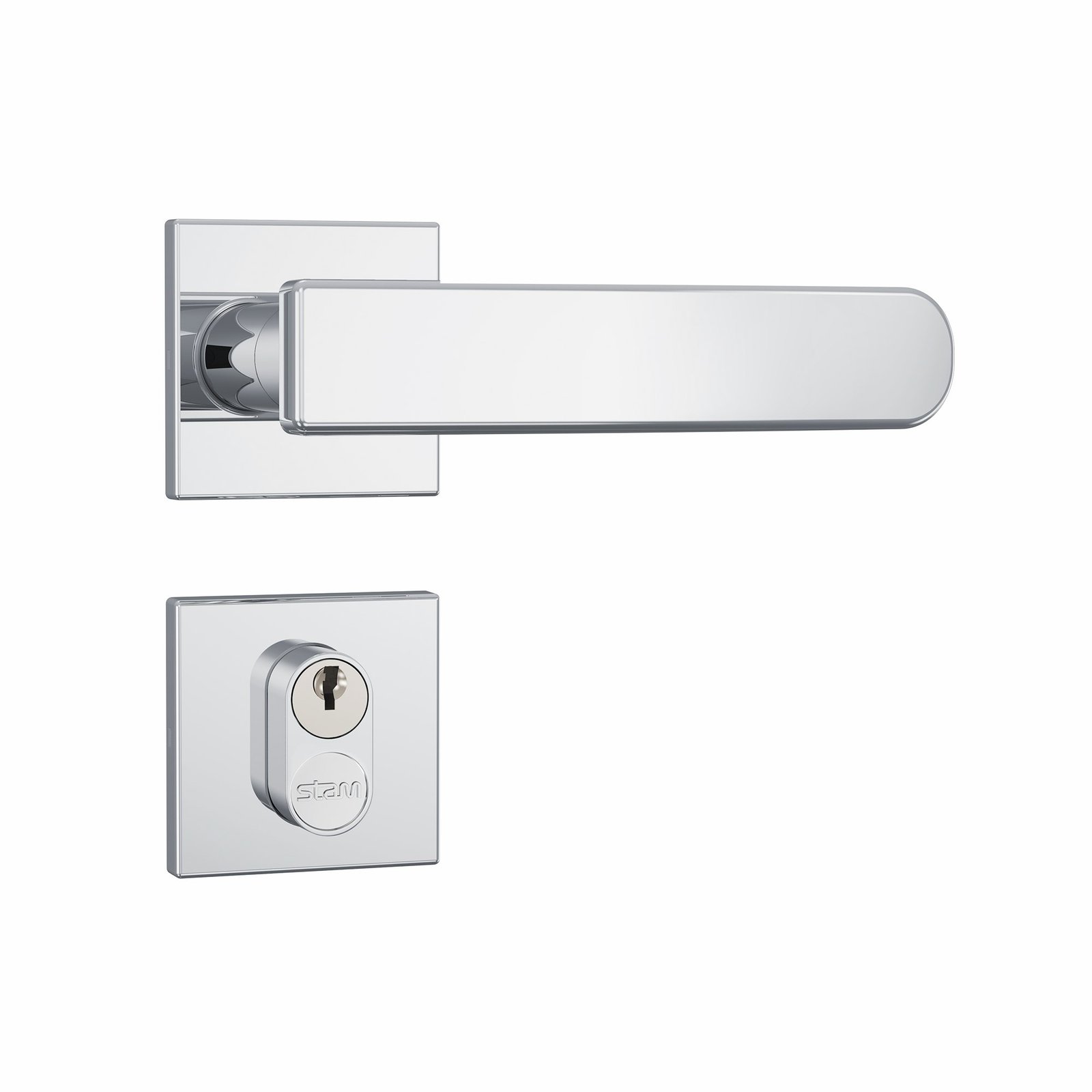 Fechadura 803/41, cromado, roseta quadrada, Stam · Standard