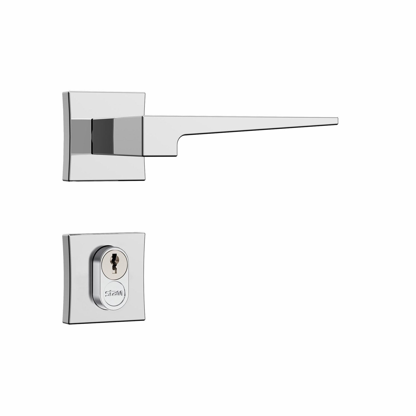 Fechadura Classic 3200, cromado, roseta quadrada, Stam · Classic