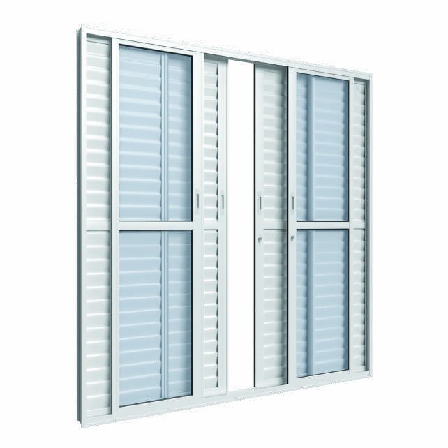 Porta Balcão de Correr 6 Folhas, fecho embutido, Vitrolar · Linha Classic Alumínio