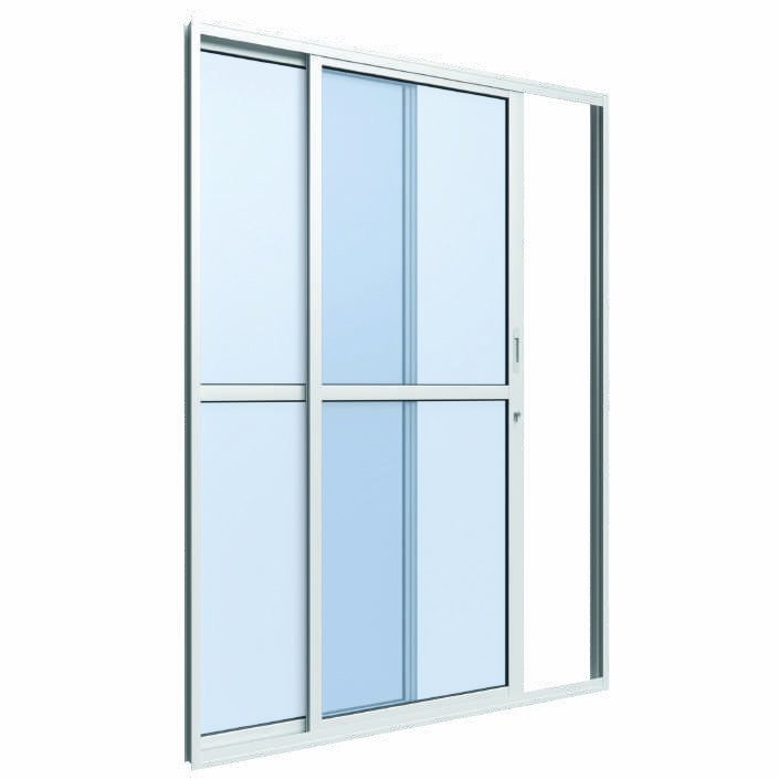 Porta de Correr 2 Folhas com Travessa, fecho embutido, um dos modelos de portas de correr