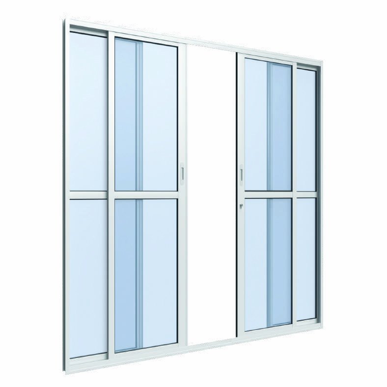 Porta de Correr 4 Folhas, Vitrolar · Linha Classic Alumínio