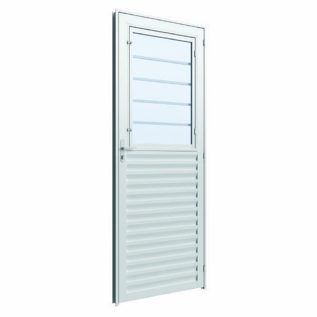 Porta Giro Laminada Postigo com Grade Horizontal, Vitrolar · Linha Classic Alumínio