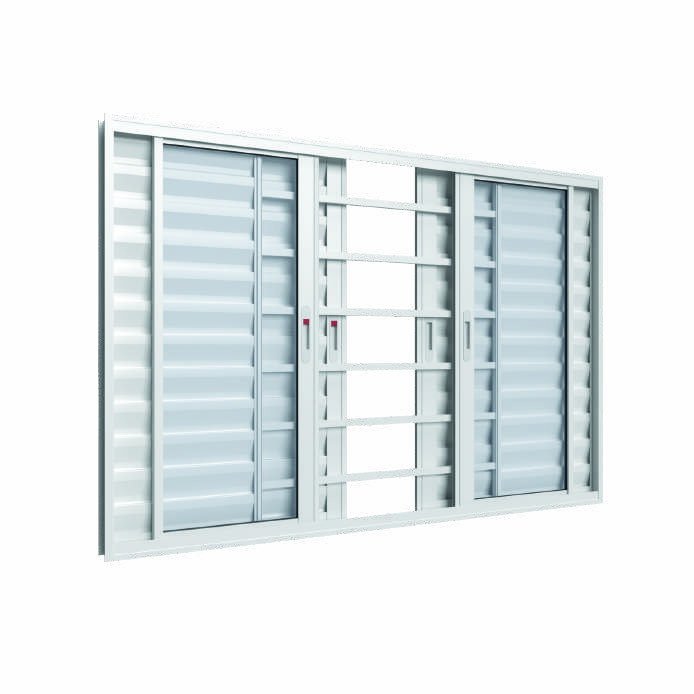 Veneziana 6 Folhas Horizontal, fecho embutido, Vitrolar · Linha Classic Alumínio