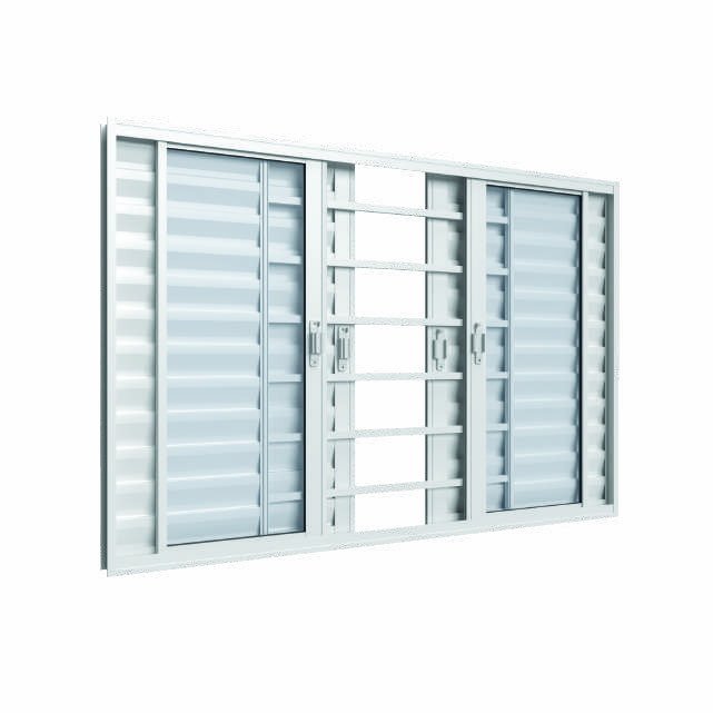 Veneziana 6 Folhas Horizontal, fecho sobreposto, Vitrolar · Linha Classic Alumínio